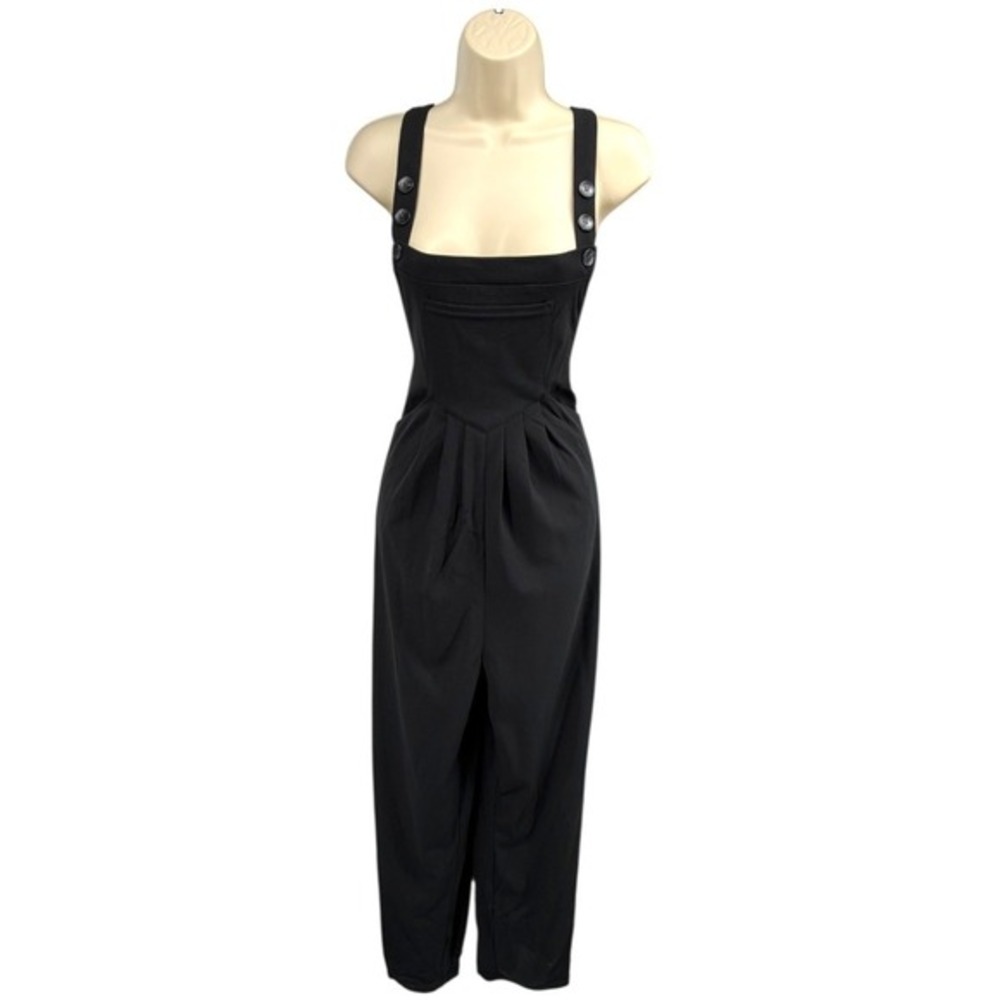 HALARA Black Jumpsuit with Button-Strap Detail